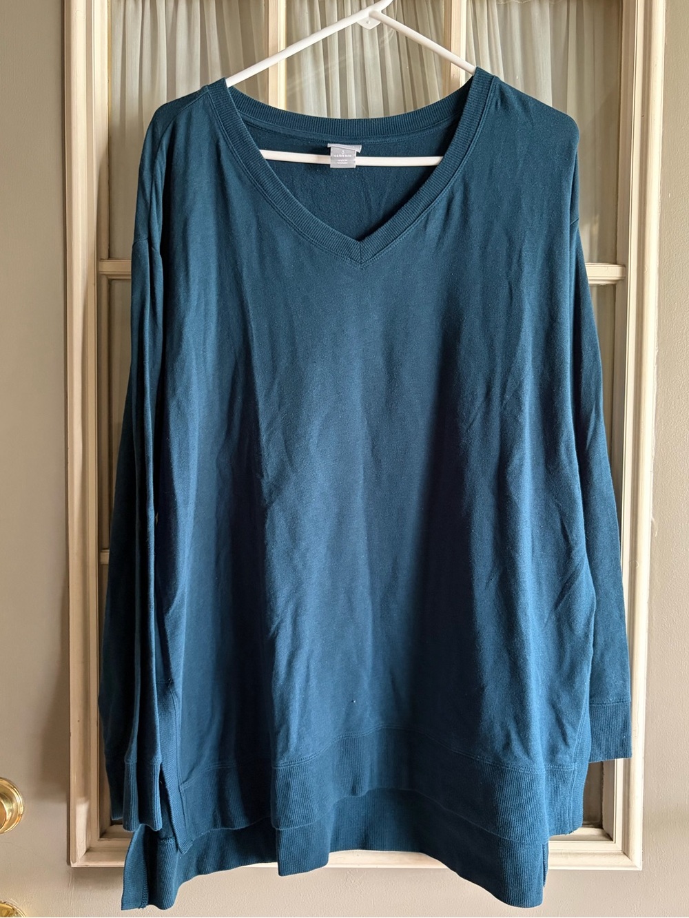 Chico's Teal Zenergy V-Neck Long Sleeve Sweater